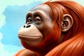 Cartoon comic smile orangutan great ape calm senior citizen contentment peaceful