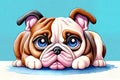 Cartoon comic smile puppy dog pet big blue eyes wrinkles portrait Royalty Free Stock Photo