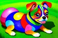 Cartoon comic smile puppy dog pet psychedelic color artist sketch paint Royalty Free Stock Photo