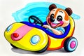 Cartoon comic smile teddy bear carnival bumper car toy ride Royalty Free Stock Photo
