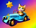 Cartoon comic smile vintage car classic kitty cat driver toy beater