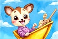 Cartoon comic smile wheelbarrow baby buggy creature ride Royalty Free Stock Photo