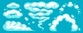 Cartoon comic smoke cloud explosion with dynamic dust shapes and effects on turquoise background. Cloud and smoke elements, comic Royalty Free Stock Photo