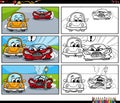 Cartoon comic story with cars characters coloring book page Royalty Free Stock Photo