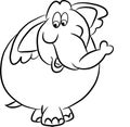 Cartoon comic white and black illustrationof elefant.