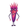 Cartoon comical monster with strange creepy face. Halloween character in modern cartoon style Royalty Free Stock Photo
