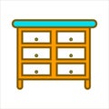 Cartoon commode with lot of drawers isolated illustration