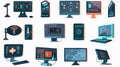 Cartoon Computer Network Attack Vector Illustration for Cybersecurity Concepts