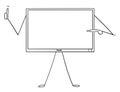 Cartoon of Computer or TV or Television Monitor Character Pointing at Yourself and Showing Thumb Up