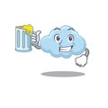 A cartoon concept of blue cloud rise up a glass of beer