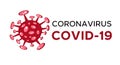 Cartoon concept coronavirus logo red COVID-19 nCov 2019 virus vector illustration isolated on white background