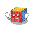 A cartoon concept of rubic cube performed as a Super hero