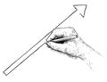 Cartoon of Hand Drawing Up Directing Arrow