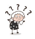 Cartoon Confused Old Woman Expression Vector Illustration Royalty Free Stock Photo