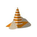 cartoon construction cone with stripes sand Royalty Free Stock Photo