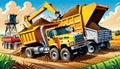 cartoon construction truck agriculture dirt loading hauling field preparation