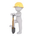 Cartoon Construction Worker Digging with Shovel Royalty Free Stock Photo