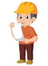 Cartoon Construction worker repairman cartoon character