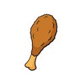 Cartoon with contour of deep-fried chicken leg Royalty Free Stock Photo