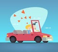 Cartoon Convertible Car Happy Male and Female Royalty Free Stock Photo