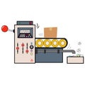 Cartoon Conveyor Belt Machine with package Box Royalty Free Stock Photo