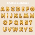 Cartoon cookie font, alphabet