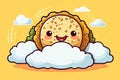 a cartoon cookie sitting on top of a pile of clouds. generative ai