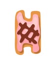 Cartoon cookies font. Confectioners stylized capital letter H. Vector english ABC baking in colored glaze. Creative