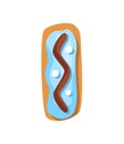 Cartoon cookies font. Confectioners stylized capital letter I. Vector english ABC baking in colored glaze. Creative