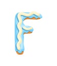 Cartoon cookies font. Vector letter baking in colored glaze. Creative gingerbread typography design. Childhood sweet