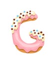 Cartoon cookies font. Vector letter baking in colored glaze. Creative gingerbread typography design. Childhood sweet