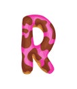 Cartoon cookies font. Vector letter baking in colored glaze. Creative gingerbread typography design. Childhood sweet