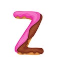 Cartoon cookies font. Vector letter baking in colored glaze. Creative gingerbread typography design. Childhood sweet