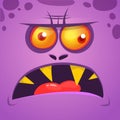 Cartoon cool angry zombie face. Vector Halloween zombie monster avatar.