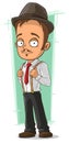 Cartoon cool detective with suspenders and tie