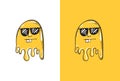 Cartoon Cool Emoji iwith glasses on eyes n Ghost Style