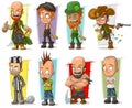 Cartoon cool funny different characters vector set Royalty Free Stock Photo