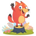 Cartoon cool little fox standing. Vector illustrati