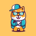 Cartoon Cool Shiba Inu Wear Sunglasses