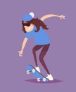 Cartoon cool skater on a pennyboard ,vector illustration