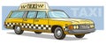 Cartoon yellow retro taxi car vector icon Royalty Free Stock Photo