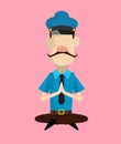 Cartoon Cop Policeman - Sitting and Praying Royalty Free Stock Photo