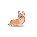 Cartoon corgi. Flat smiling dog, cute home pet isolated on white background, lone vector corgi emblem isolated on white