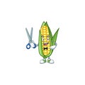 Cartoon corn sweet with the character barber