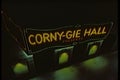 Cartoon of Corny-Gie Hall marquee