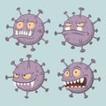 cartoon corona virus monster set