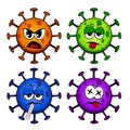 Cartoon style Corona / Covid-19 virus with different expressions