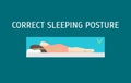 Cartoon Correct Sleeping Body Posture Set. Vector Royalty Free Stock Photo