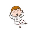 Cartoon Cosmonaut with Dizzy Face Expression Vector