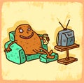 Cartoon couch potato illustration , vector icon.